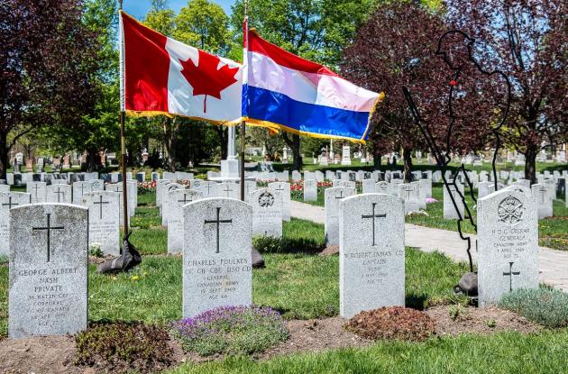 Canadian and Dutch Flag at General Foulkes Grave