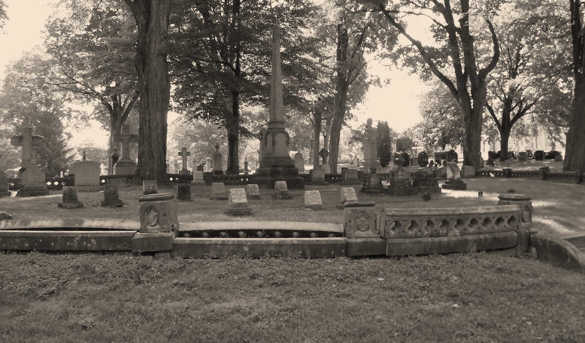 The Slater Family plot in sepia filter